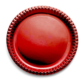 Papieren bord Rond vormig "Party" rood 29cm (60 stuks)