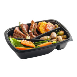 Plastic deli Container PP 3C zwart 900ml 23x17x5cm (75 stuks) 