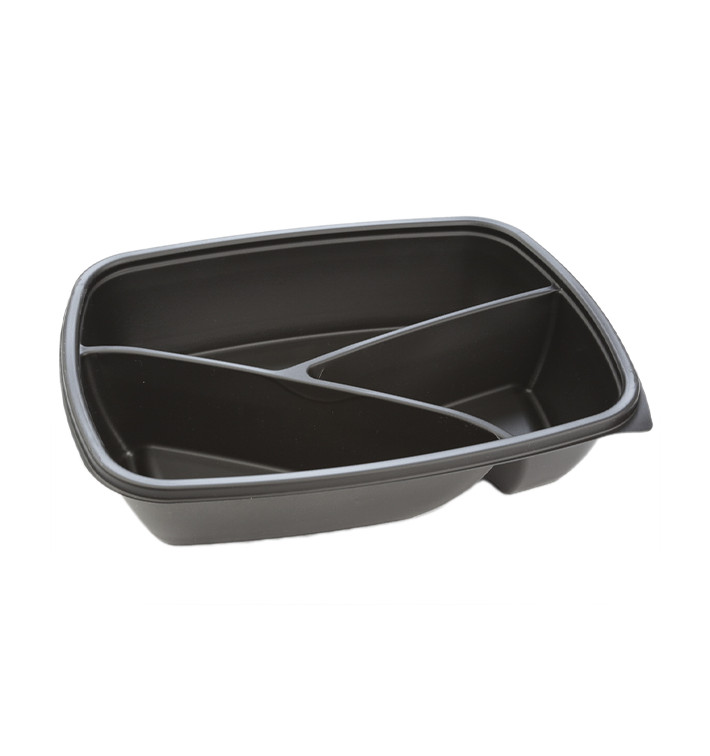 Plastic deli Container PP 3C zwart 900ml 23x17x5cm (300 stuks)