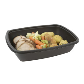 Barquette Plastique PP Noir 900ml 23x16,5cm (300 Utés)