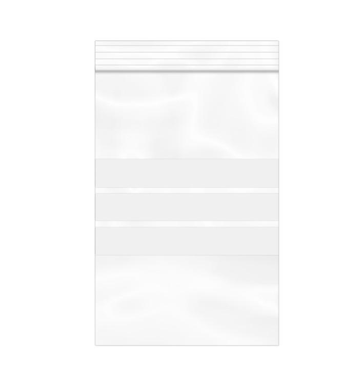 Sac en PE Fermeture zip à bandes blanches 12x18cm G160 (100 Utés)