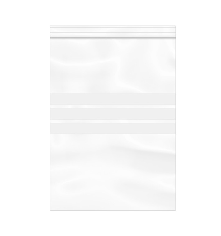 Sac en PE Fermeture zip à bandes blanches 16x22cm G160 (100 Utés) Sac en PE Fermeture zip à bandes blanches 16x22cm G160 (100 Utés)