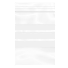 Sac en PE Fermeture zip à bandes blanches 6x8cm G200 (100 Utés)