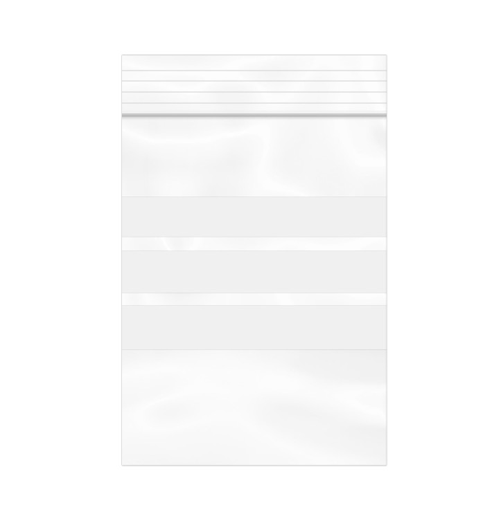 Sac en PE Fermeture zip à bandes blanches 6x8cm G200 (1000 Utés) Sac en PE Fermeture zip à bandes blanches 6x8cm G200 (1000 Utés)
