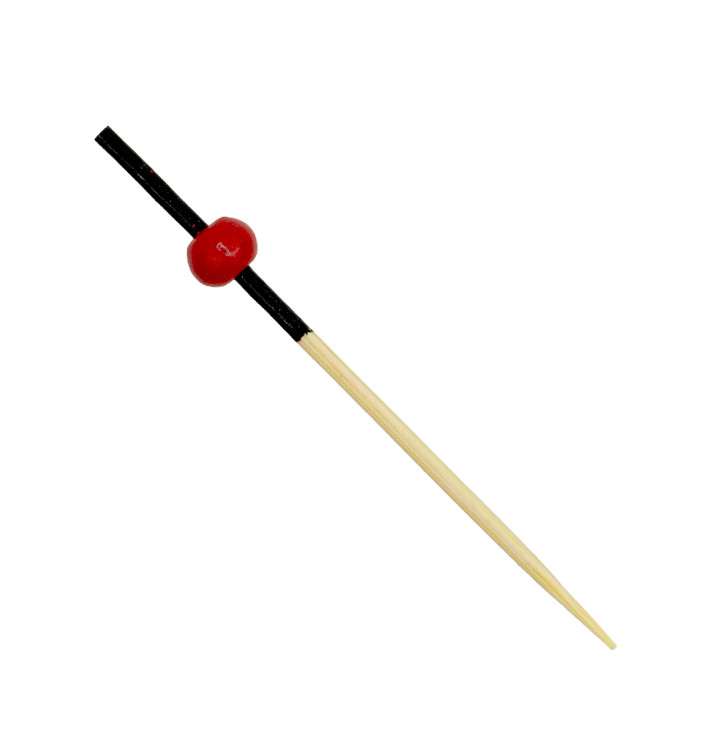 Prikkers Rood en Zwart 7cm Naturel Bamboe (100 stuks) Prikkers Rood en Zwart 7cm Naturel Bamboe (100 stuks)