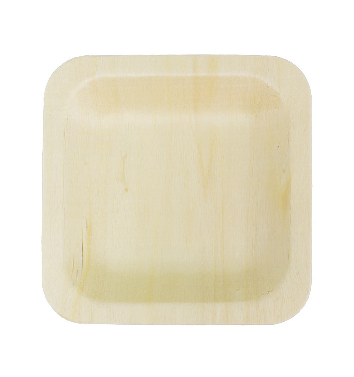 Assiette en Bois carrée 11,5x11,5cm (25 Utés) Assiette en Bois carrée 11,5x11,5cm (25 Utés)