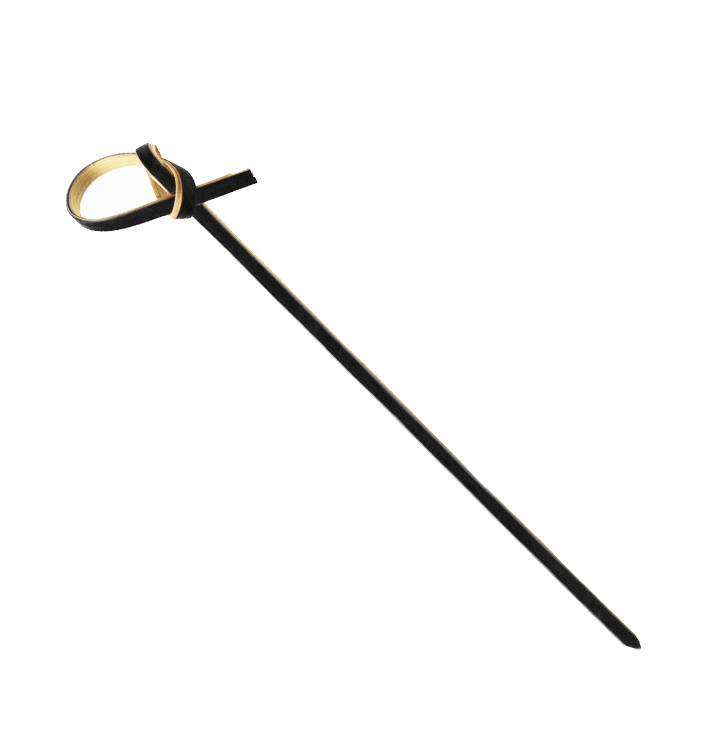 Bamboe vleespennen zwart met knoop Design 10cm (250 stuks) Bamboe vleespennen zwart met knoop Design 10cm (250 stuks)