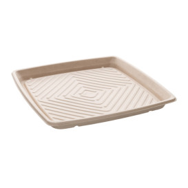 Plateau Carré Canne à Sucre Naturel 36x36cm (25 Utés)