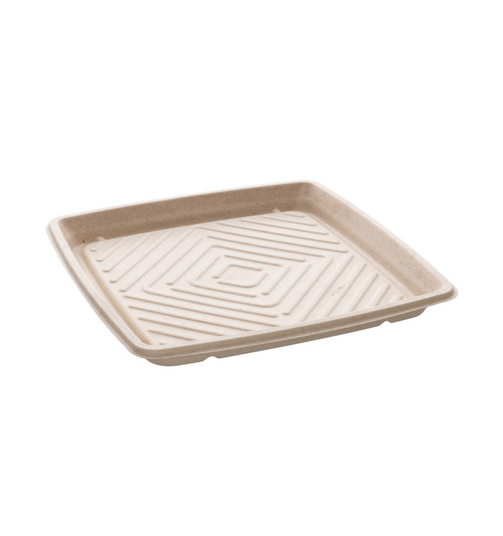 Plateau Carré Canne à Sucre Naturel 31x31cm (5 Utés)