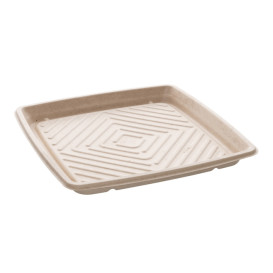 Plateau Carré Canne à Sucre Naturel 31x31cm (25 Utés)