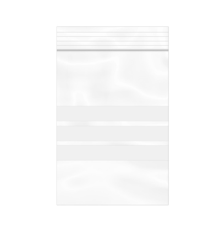 Sac en PE Fermeture zip à bandes blanches 7x10cm G200 (100 Utés) Sac en PE Fermeture zip à bandes blanches 7x10cm G200 (100 Utés)