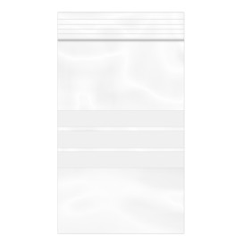 Sac en PE Fermeture zip à bandes blanches 8x12cm G200 (1000 Utés)