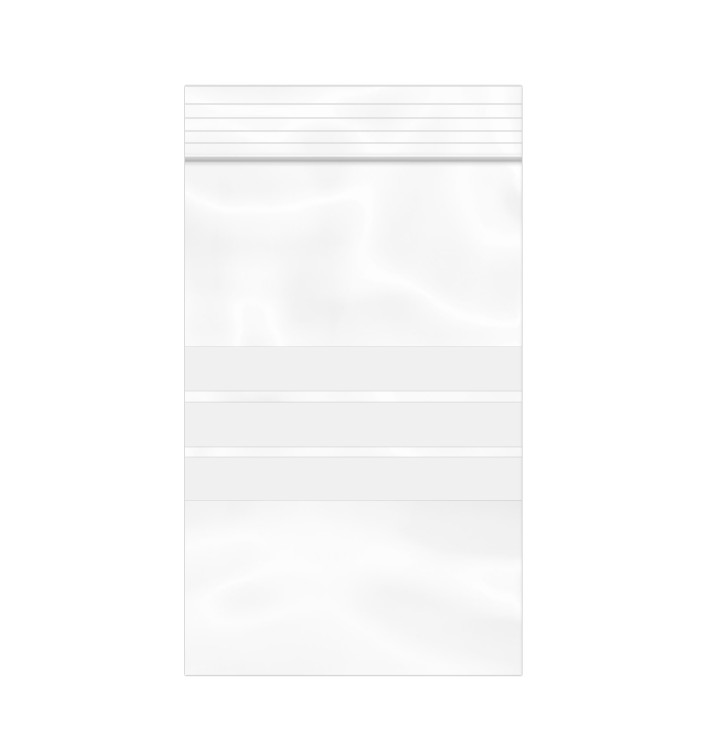 Sac en PE Fermeture zip à bandes blanches 8x12cm G200 (1000 Utés)