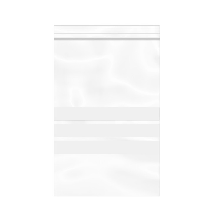 Sac en PE Fermeture zip à bandes blanches 12x18cm G200 (1000 Utés) Sac en PE Fermeture zip à bandes blanches 12x18cm G200 (1000 Utés)
