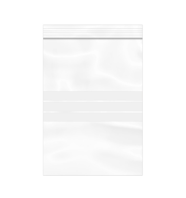 Sac en PE Fermeture zip à bandes blanches 18x25cm G200 (1000 Utés) Sac en PE Fermeture zip à bandes blanches 18x25cm G200 (1000 Utés)