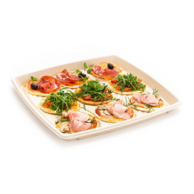 Plateau Carré Canne à Sucre Naturel 31x31cm (25 Utés)