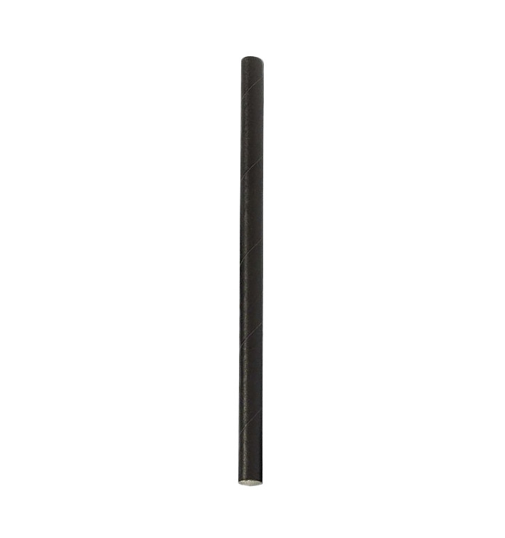 Paille Droite Papier Noire Ø8mm 14cm (100 Utés)