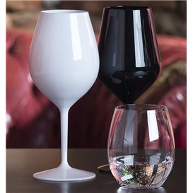 Plastic herbruikbaar glas Wijn "Tritan" zwart 470ml (6 stuks)