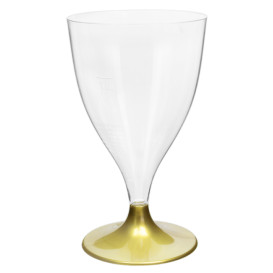 Verre Plastique Vin Pied Or 200ml 2P (400 Utés)