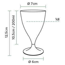 Verre Plastique Vin Pied Blanc 200ml 2P (400 Utés)