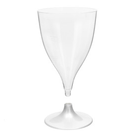 Verre Plastique Vin Pied Blanc 200ml 2P (400 Utés)