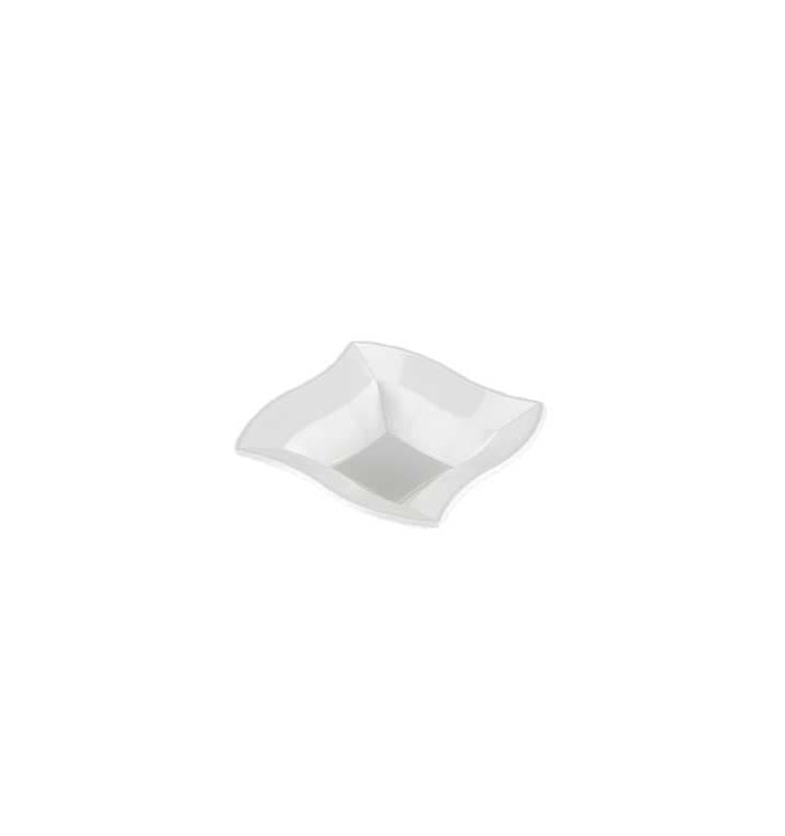 Bol en Plastique PS Carré Ondulé Blanc 18x18cm Bol en Plastique PS Carré Ondulé Blanc 18x18cm