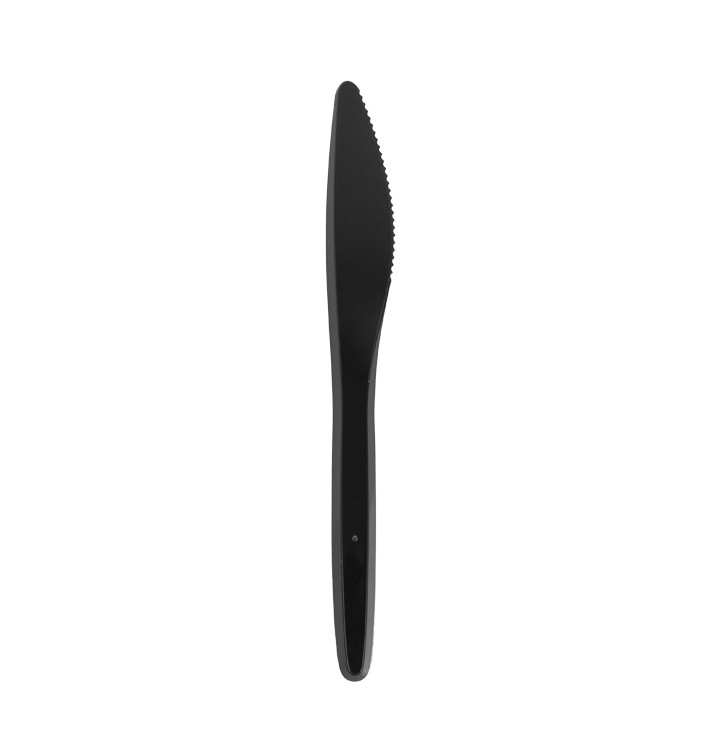 Plastic PS mes "Luxe" zwart 17,5 cm (2000 stuks) Plastic PS mes "Luxe" zwart 17,5 cm (2000 stuks)