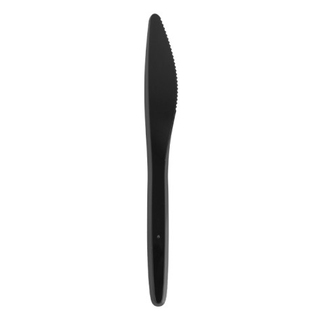 Plastic PS mes "Luxe" zwart 17,5 cm (2000 stuks)