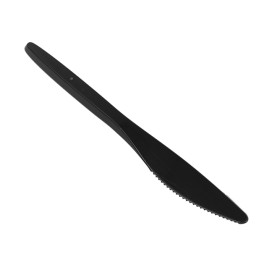 Plastic PS mes "Luxe" zwart 17,5 cm (2000 stuks)