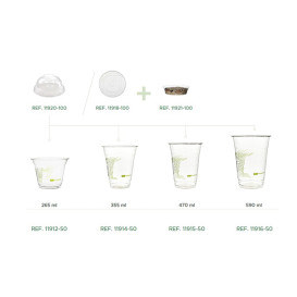 Sustainable Earth PLA Beker "Groen Stripe" Ø9,5cm 470ml (1.000 stuks) 