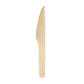 Couteau en Bois Jetable Emballé 16,5cm (25 Utés)