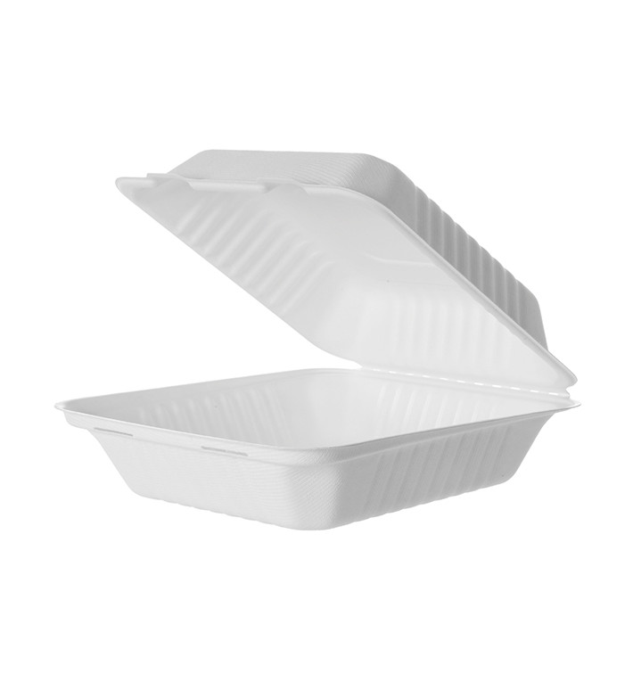 Emballage Canne à Sucre avec PLA Blanche 20x20x7,5cm (200 Utés) Emballage Canne à Sucre avec PLA Blanche 20x20x7,5cm (200 Utés)