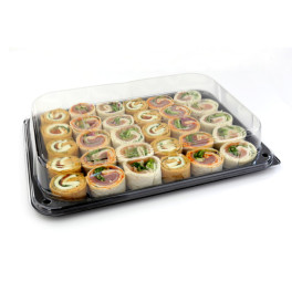 Plastic dienblad met Deksel zwart 35x24cm (15 stuks)