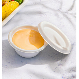 Couvercle Pot Canne à Sucre Bagasse Blanc 60ml (50 Utés)
