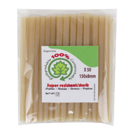 Paille Éco Droite en Canne à Sucre Ø0,8cm 15cm (50 Utés)