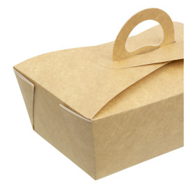 Boîte Kraft avec poignées "Gourmet Bag" 16x9,5x6cm (25 Utés)