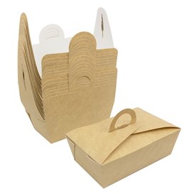 American Box with handles "Doggy Bag" Kraft 16x9,5x6cm (25 Units)