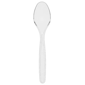 Cuillère plastique PS Réutilisable Transparent 18cm (50 Utés)