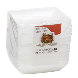 Plateau Réutilisable Dégustation PP Carré 6x6cm 35ml (25 Utés)
