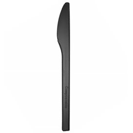 Couteau Biodégradable CPLA Noir 17cm (25 Utés)