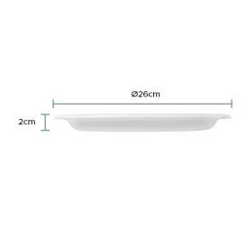 Assiette Bio en Canne à Sucre Blanc Ø26cm (50 Unités)