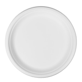 Assiette Bio en Canne à Sucre Blanc Ø26cm (50 Unités)