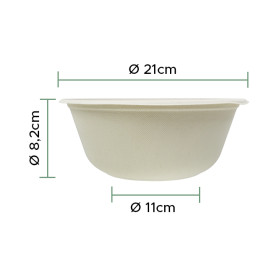 Bol Canne à Sucre 1400ml Ø21x8cm (300 Unités)