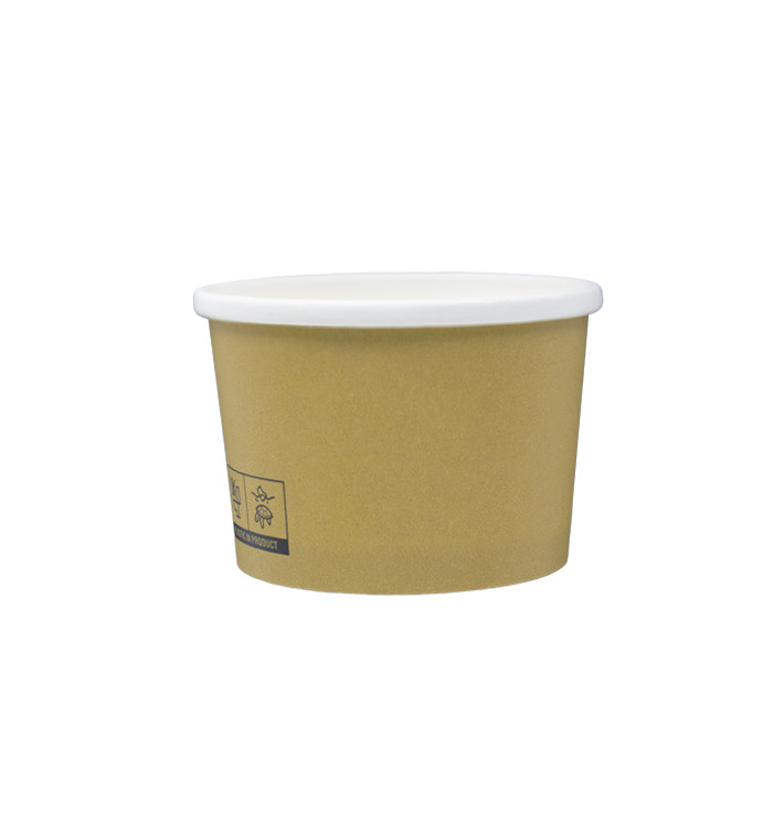 Pot en Carton Kraft avec Bordure Blanche 250ml Ø9,0cm (25 Utés) Pot en Carton Kraft avec Bordure Blanche 250ml Ø9,0cm (25 Utés)
