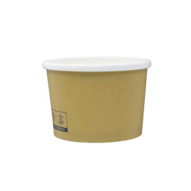 Kraft Kartonnen Pot met Witte Rand 250ml Ø9,0cm (25 Stuks)