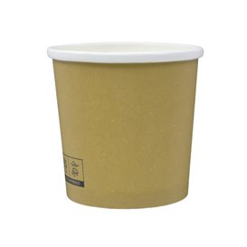 Kraft Kartonnen Pot met Witte Rand 350ml Ø9,0cm (25 Stuks)