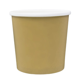 Kraft Kartonnen Pot met Witte Rand 750ml Ø11,9cm (25 Stuks)