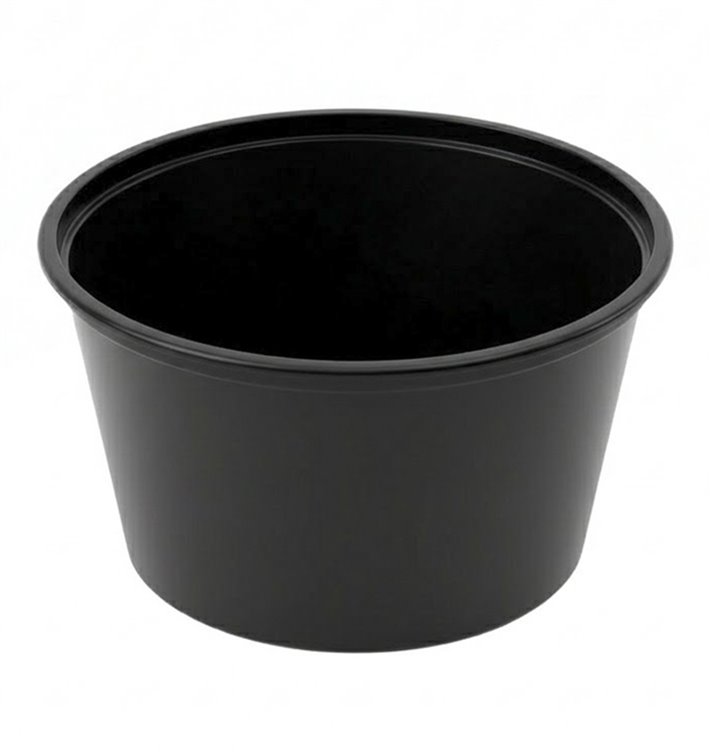 Pot en Plastique PP Noir avec Couvercle 470ml (500 Uds)