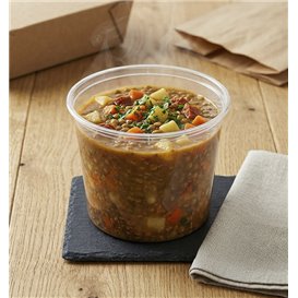 Pot en Plastique PP Transparent avec Couvercle 740ml (50 Uds)