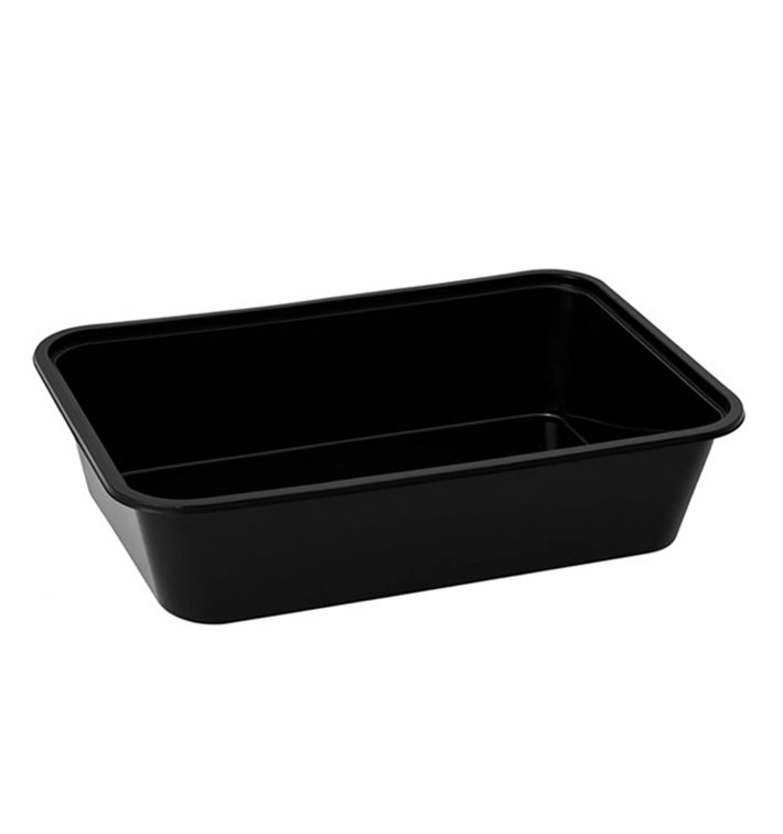 Plastic Bakje Rechthoek Zwart van PP met Deksel 500ml 17,3x11,9cm (50 Stuks) Plastic Bakje Rechthoek Zwart van PP met Deksel 500ml 17,3x11,9cm (50 Stuks)